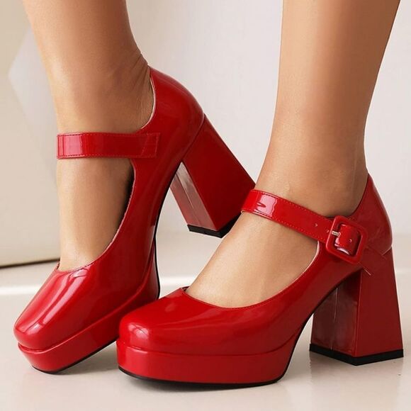 BRAND NEW SODA WOMEN'S  CLOSED TOE MARY JANE HIGH CHUNKY PUMPS - Picture 1 of 14